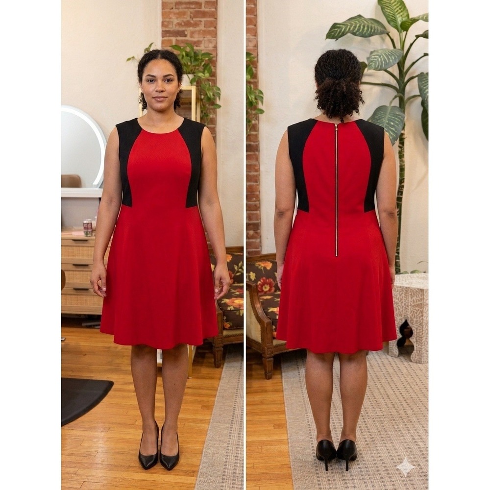 Nine West Women's Red And Black Dress